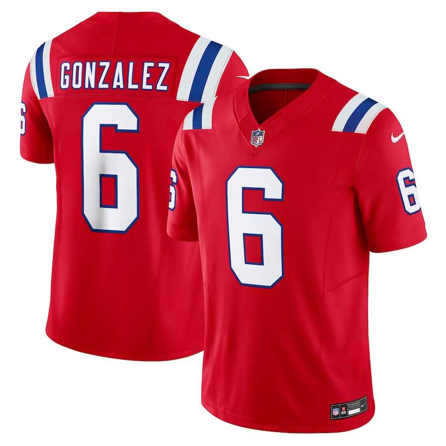 Men & Women & Youth New England Patriots #6 Christian Gonzalez Red 2023 F.U.S.E. Vapor Limited Jersey